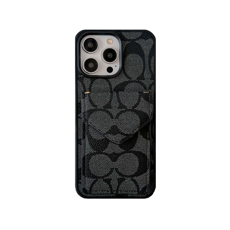 Classic iPhone Case With Card Holder And Strap Light Brown -SJ240513