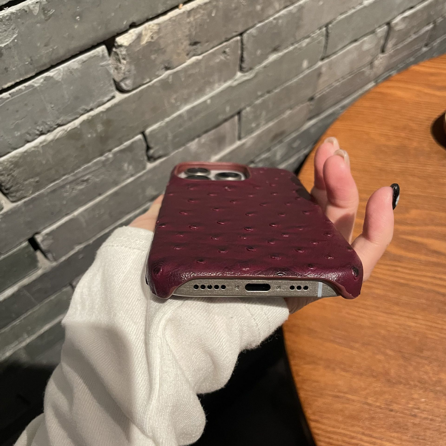 Luxury Ostrich Embossed Leather Phone Case