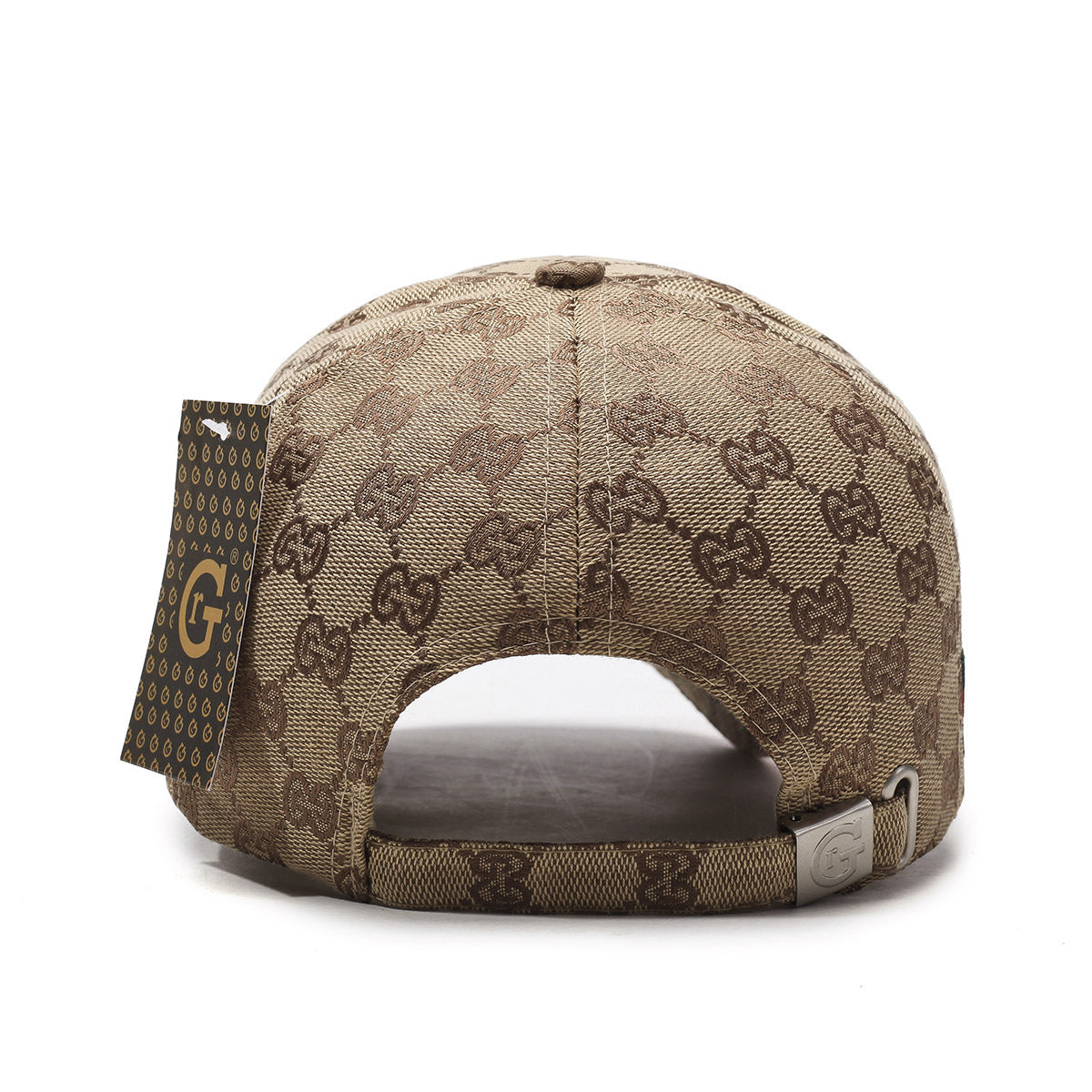 Patterned Canvas Baseball Cap with Striped Accent
