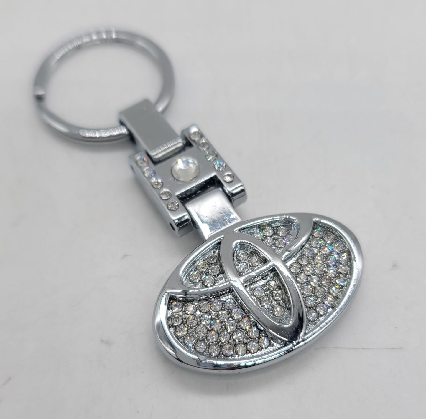 Crystal-Embellished Metal Keychain
