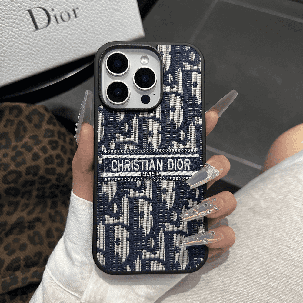 Designer-Inspired Fabric iPhone Case with Embroidered Detail