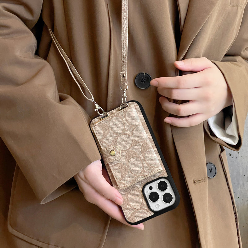 Classic iPhone Case With Wallet And Strap White -SZK240402