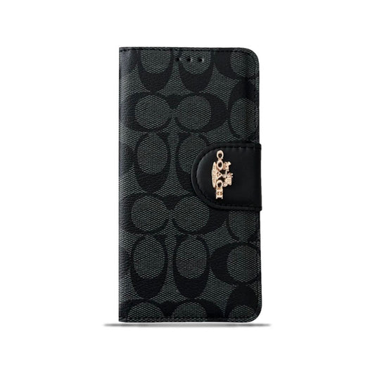 Classic iPhone Case Leather Flip Case with Card Holder Black