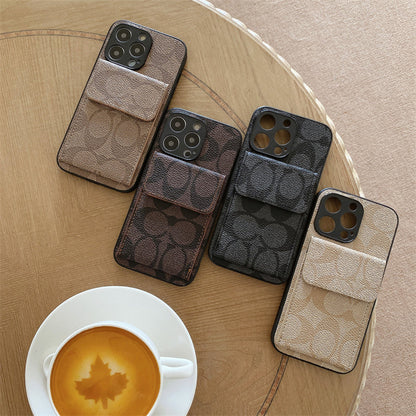 Classic iPhone Case With Wallet Dark Brown-HP240513