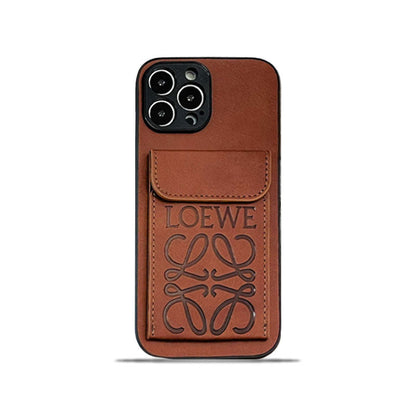 Luxury iPhone Case With Card Holder Brown-LZP241448