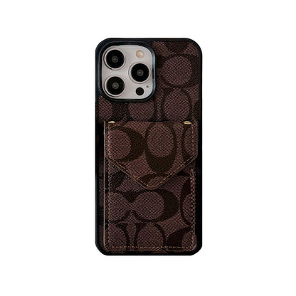 Classic iPhone Case With Card Holder And Strap Light Brown -SJ240513