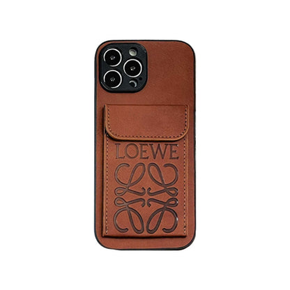 Luxury iPhone Case With Card Holder Brown-LZP241448