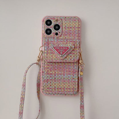 Luxury Weave Card Bag Crossbody iPhone Case