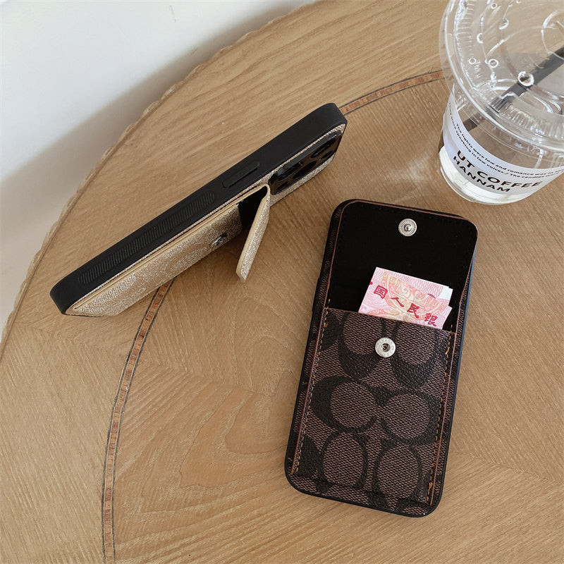 Classic iPhone Case With Wallet Dark Brown-HP240513