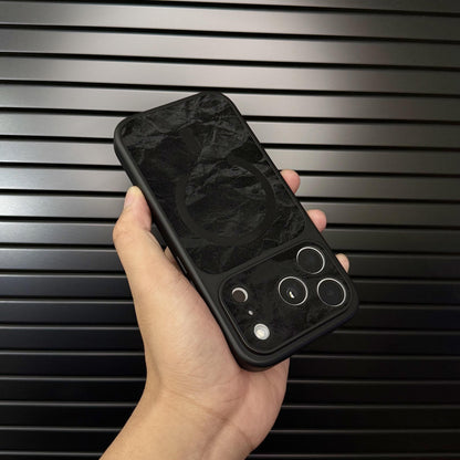 Premium Leather MagSafe-Compatible iPhone Case with Snow Texture Finish