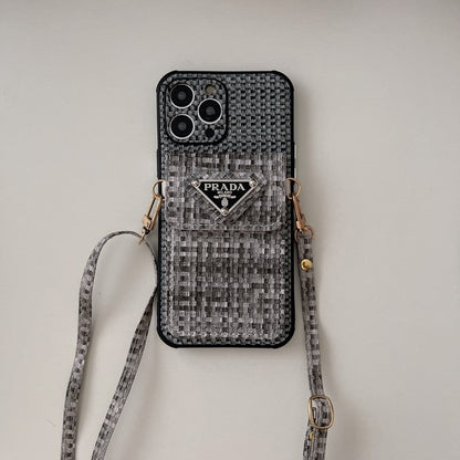 Luxury Weave Card Bag Crossbody iPhone Case
