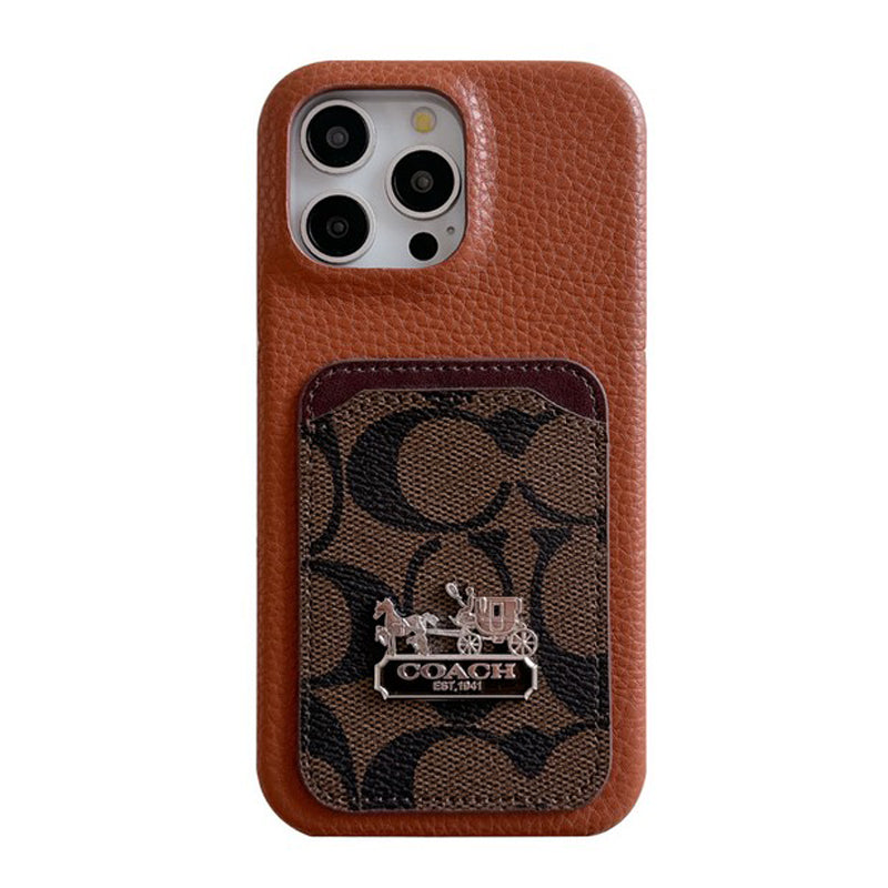 Classic Card Bag Leather iPhone Case