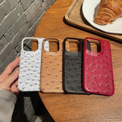 Luxury Ostrich Embossed Leather Phone Case