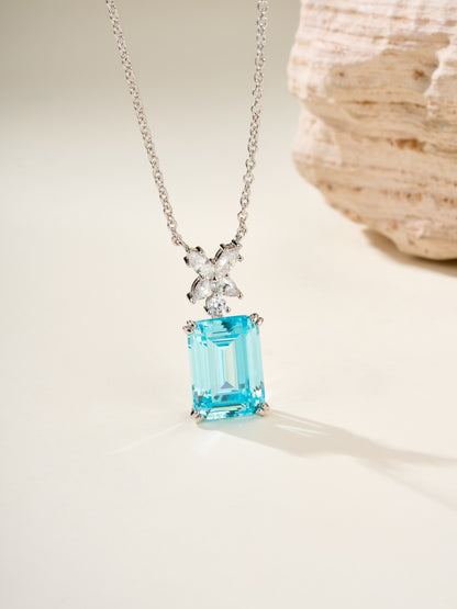 Square Aquamarine Necklace