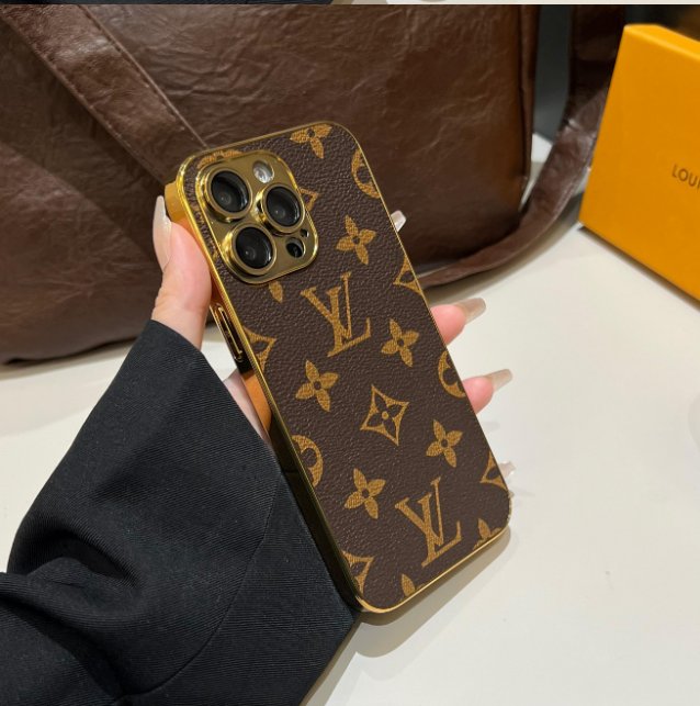 Luxury Classic Monogram iPhone Case With Electroplated Gold Edges