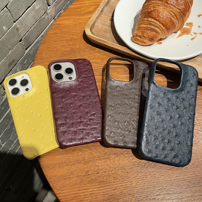 Luxury Ostrich Embossed Leather Phone Case