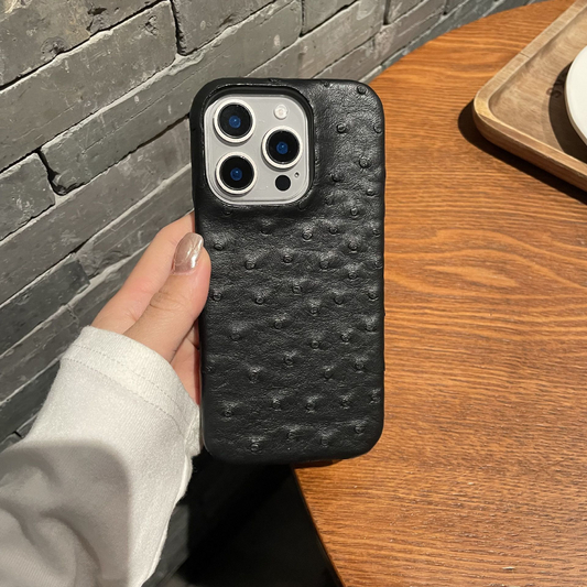 Luxury Ostrich Embossed Leather Phone Case