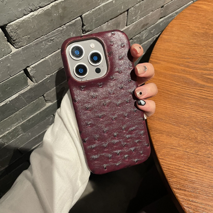 Luxury Ostrich Embossed Leather Phone Case