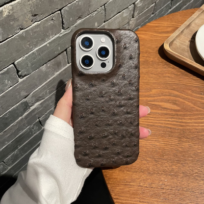 Luxury Ostrich Embossed Leather Phone Case