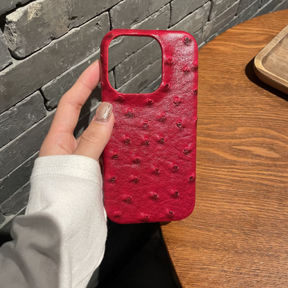 Luxury Ostrich Embossed Leather Phone Case