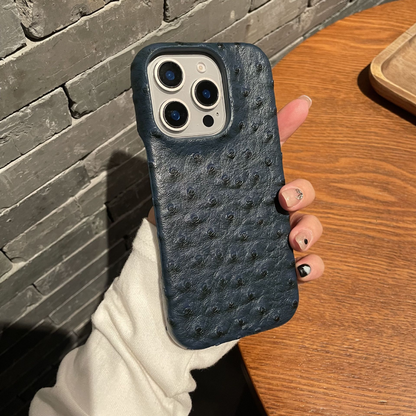 Luxury Ostrich Embossed Leather Phone Case