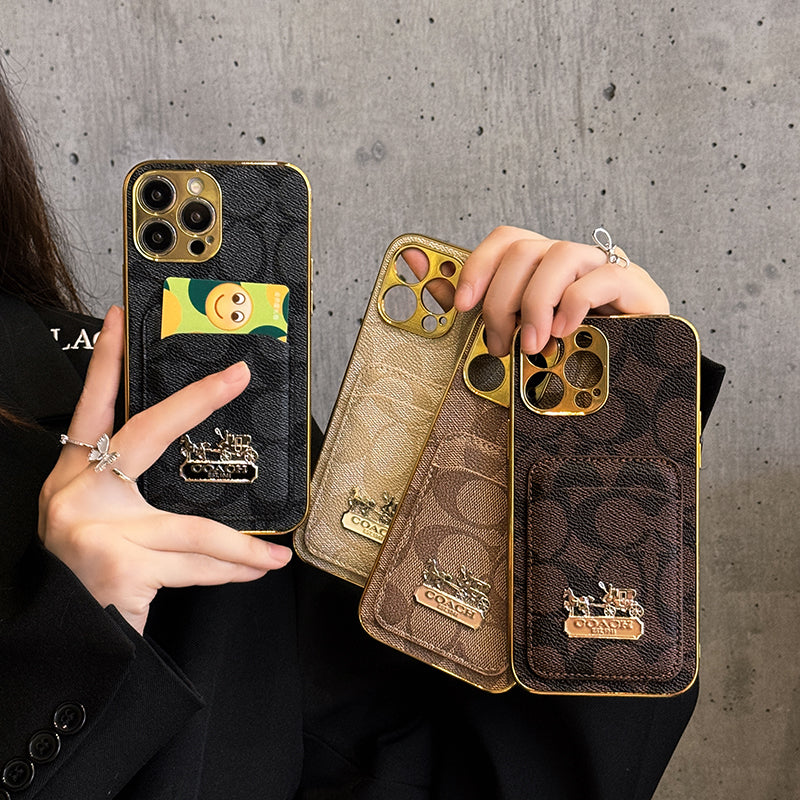 Classic Card Bag Leather iPhone Case