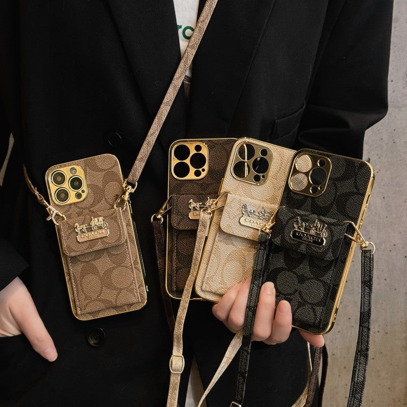 Classic Card Bag Leather Chain iPhone Case