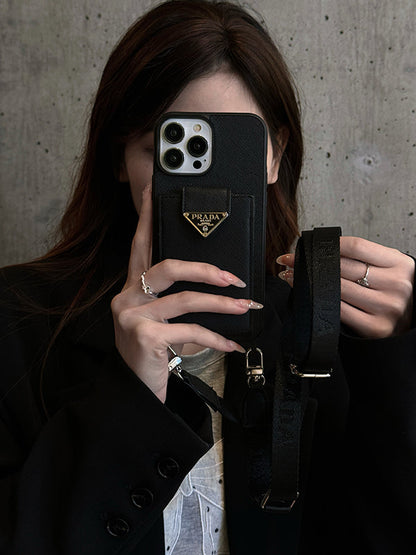 Luxury Crossbody Leather iPhone Case