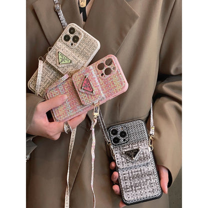 Luxury Weave Card Bag Crossbody iPhone Case