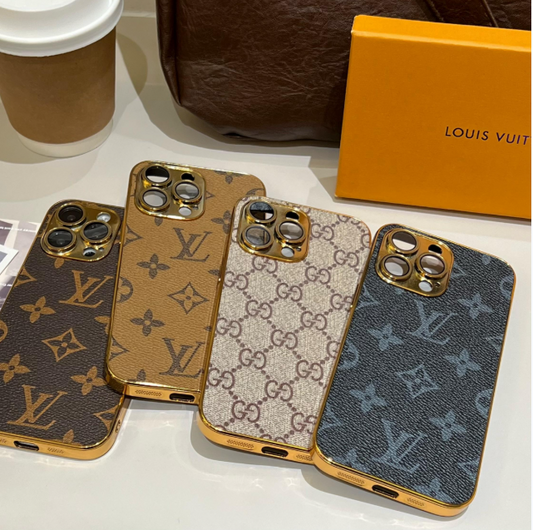 Luxury Classic Monogram iPhone Case With Electroplated Gold Edges