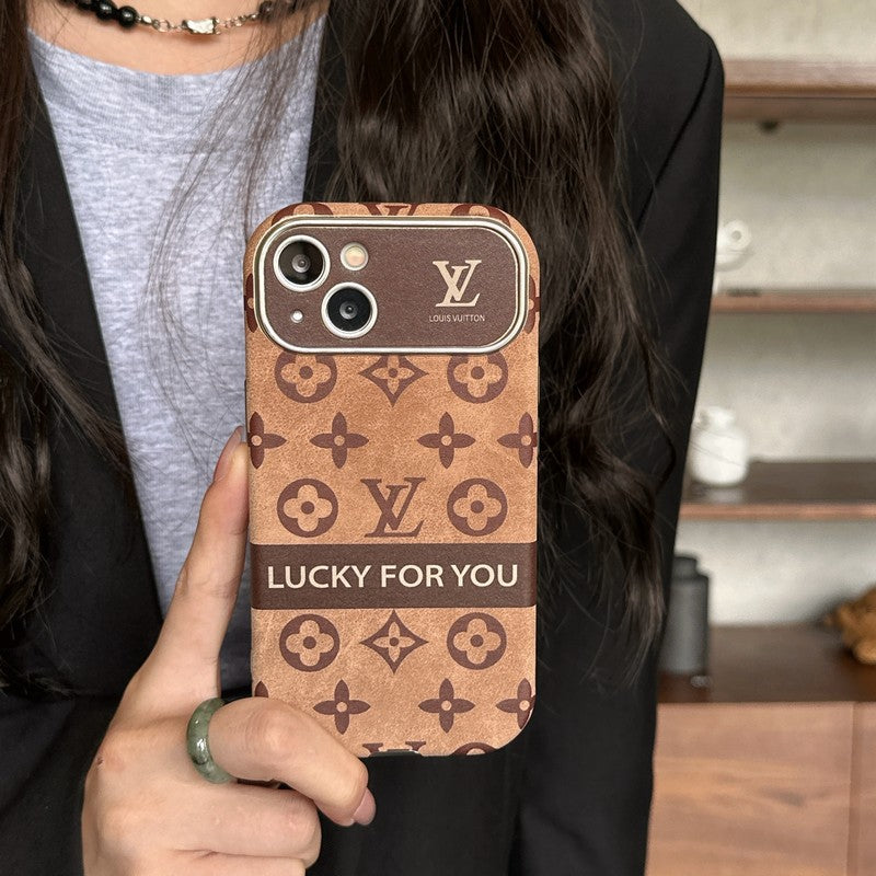 Luxury Brown & Black Classic Leather iPhone Case