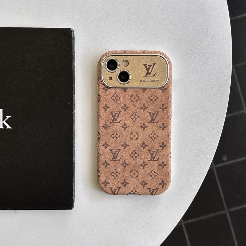 Luxury Brown & Black Classic Leather iPhone Case