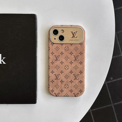 Luxury Brown & Black Classic Leather iPhone Case