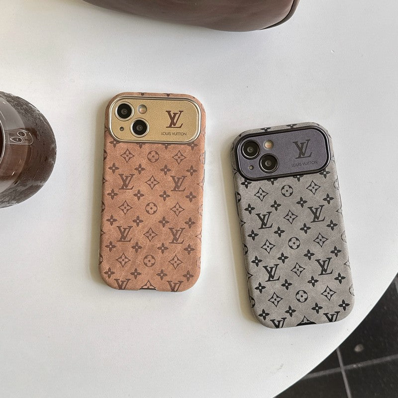 Luxury Brown & Black Classic Leather iPhone Case