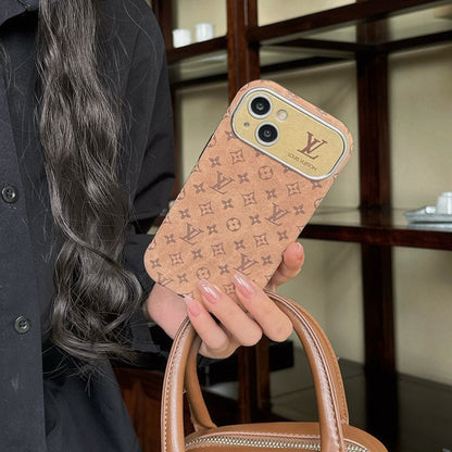 Luxury Brown & Black Classic Leather iPhone Case
