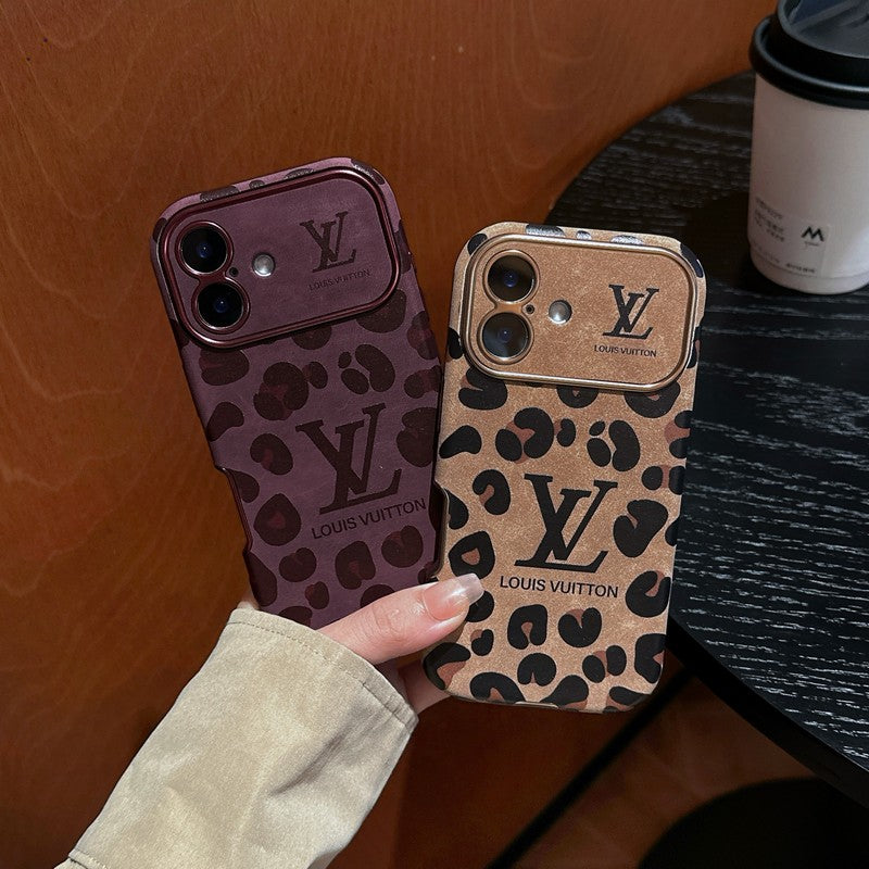 Luxury Brown & Purple Color Leather iPhone Case