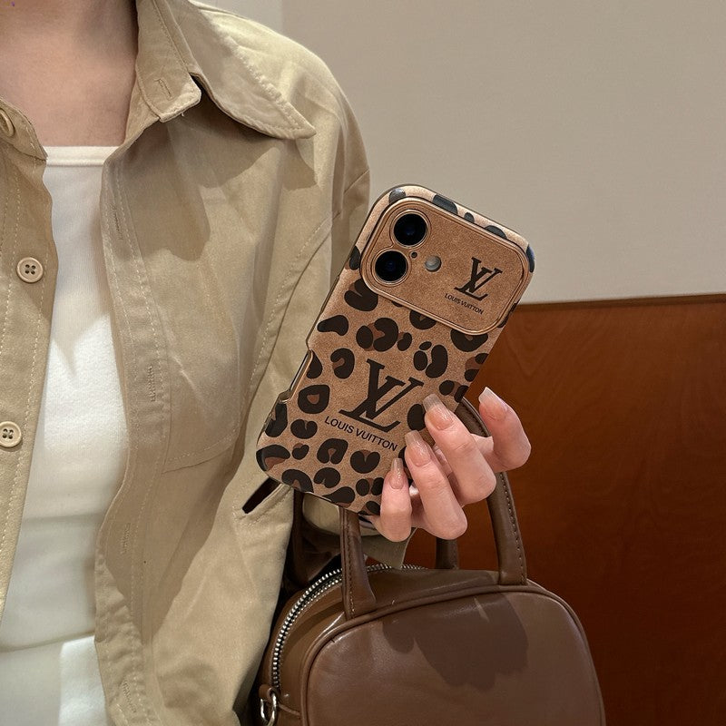 Luxury Brown & Purple Color Leather iPhone Case