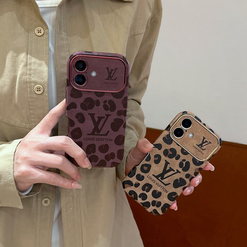 Luxury Brown & Purple Color Leather iPhone Case