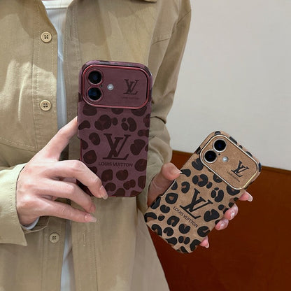 Luxury Brown & Purple Color Leather iPhone Case