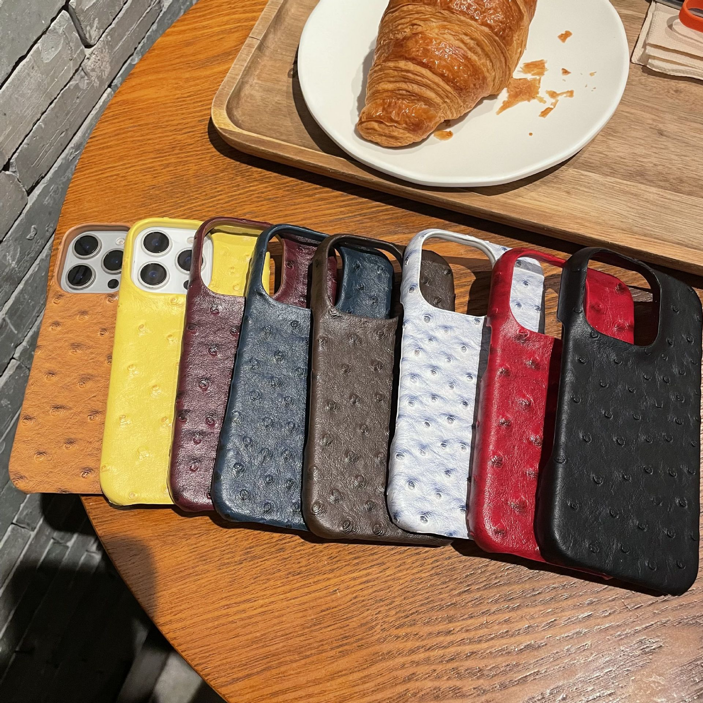 Luxury Ostrich Embossed Leather Phone Case