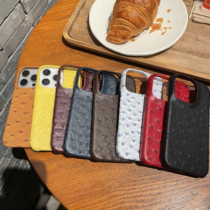 Luxury Ostrich Embossed Leather Phone Case