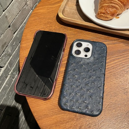 Luxury Ostrich Embossed Leather Phone Case