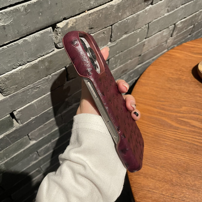 Luxury Ostrich Embossed Leather Phone Case