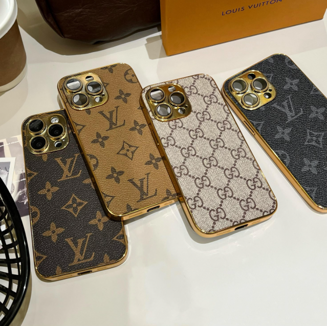 Luxury Classic Monogram iPhone Case With Electroplated Gold Edges