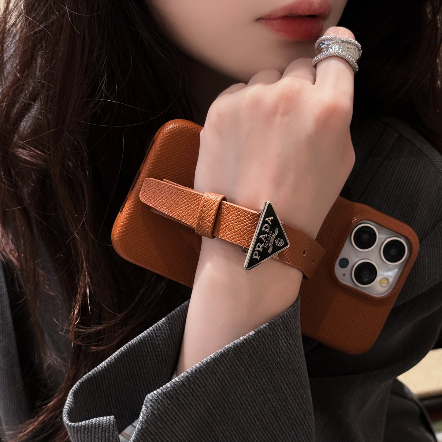 Luxury Leather Handle iPhone Case