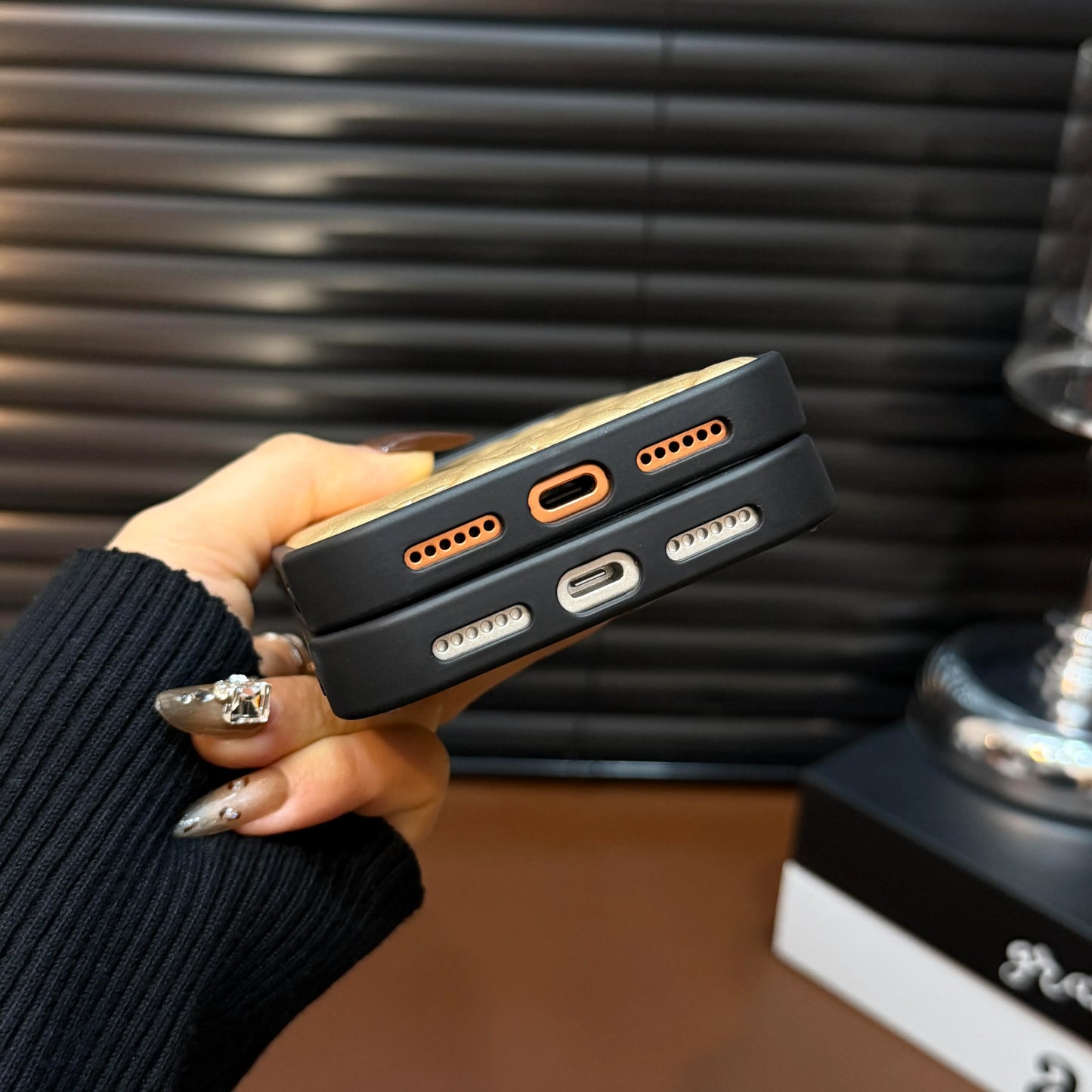 Luxury Quilted Leather iPhone Case — Shockproof Slim Protective Cover