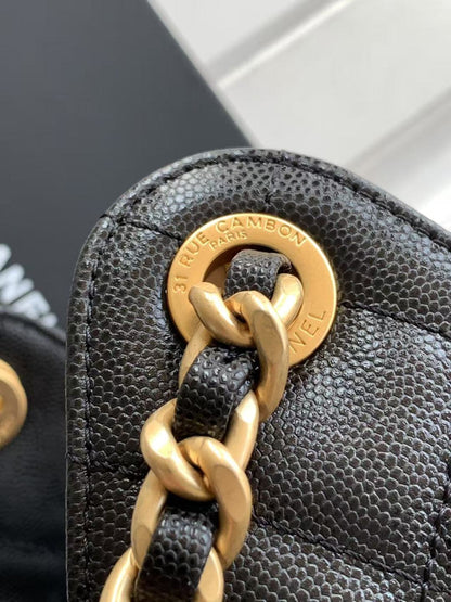 25 Small Handbag Grained Calfskin & Gold-Tone Metal Bag