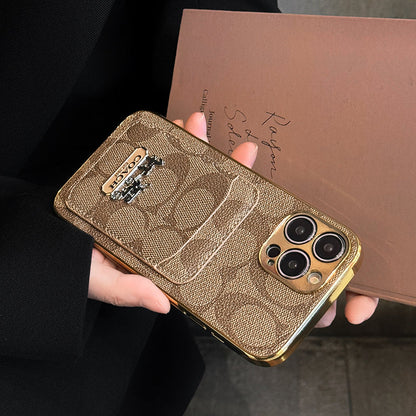 Classic Card Bag Leather iPhone Case