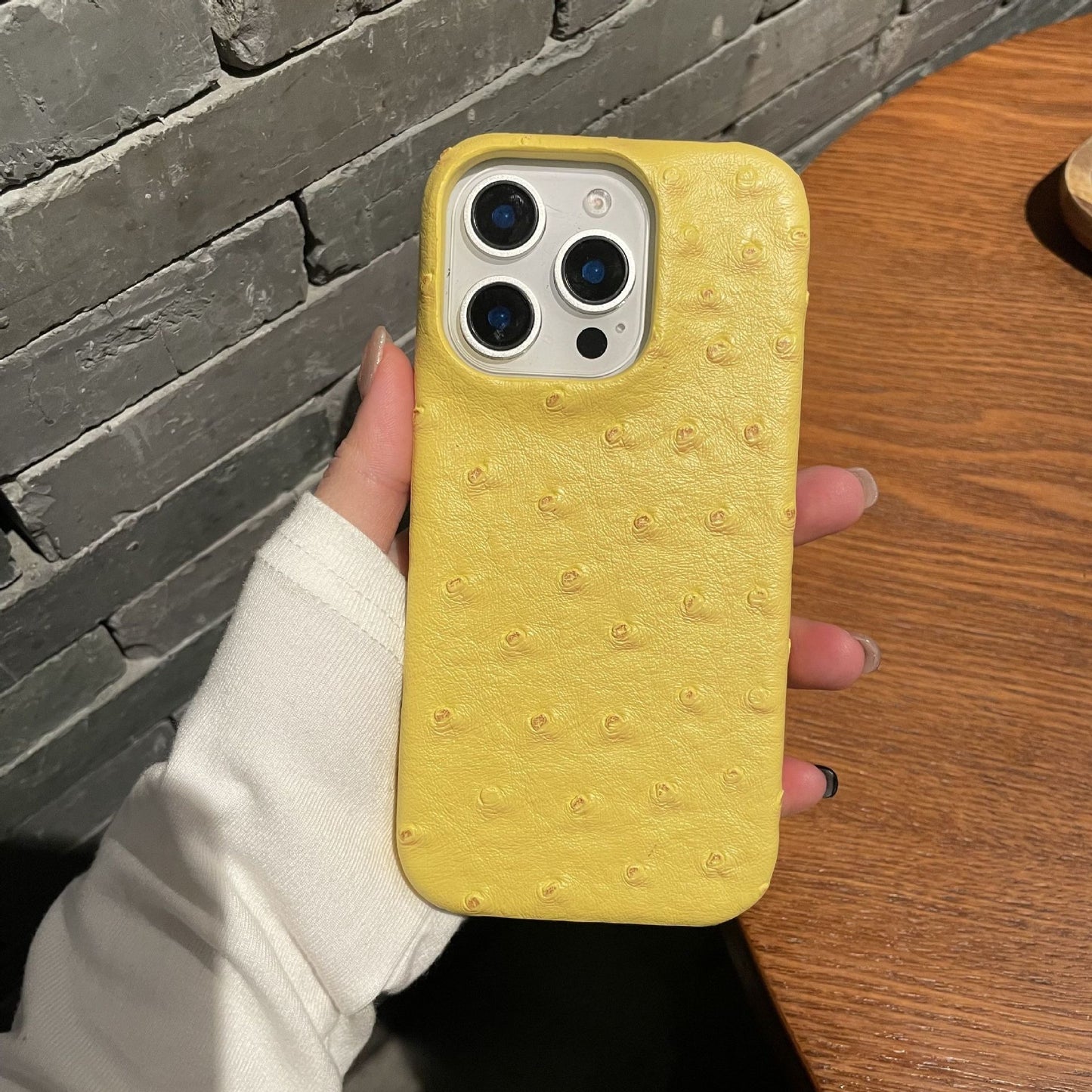 Luxury Ostrich Embossed Leather Phone Case