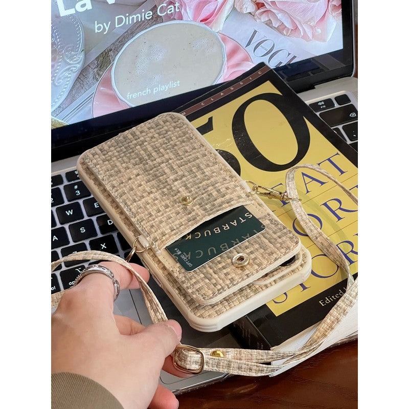Luxury Weave Card Bag Crossbody iPhone Case